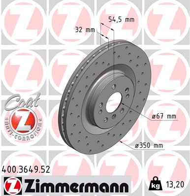 Tarcza hamulcowa ZIMMERMANN 400.3649.52