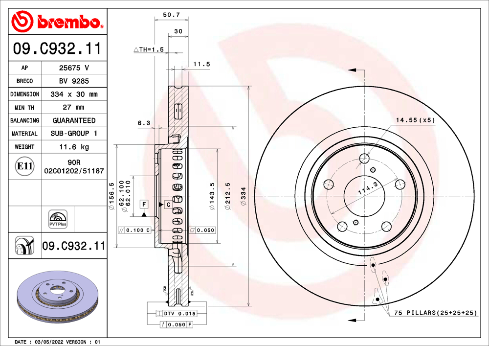 Tarcza hamulcowa BREMBO 09.C932.11