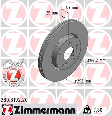 Tarcza hamulcowa ZIMMERMANN 280.3192.20