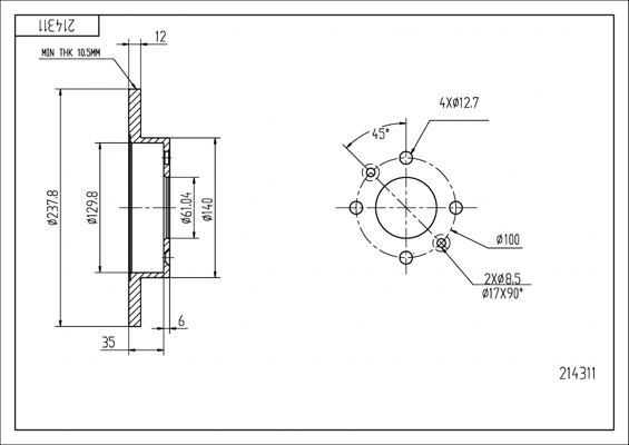 Tarcza hamulcowa HART 214 311