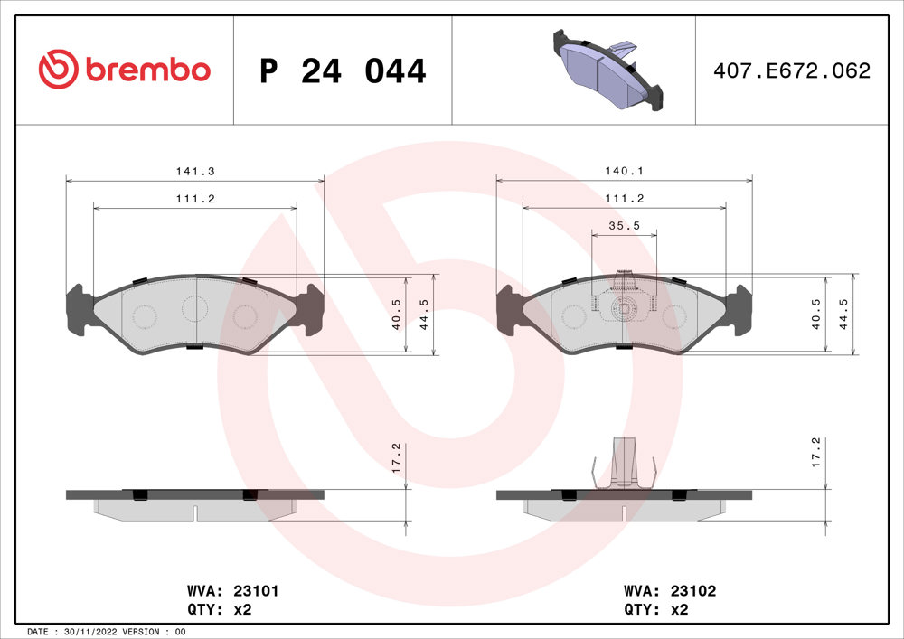 Klocki hamulcowe BREMBO P 24 044