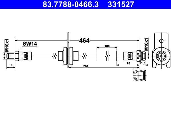 Przewód hamulcowy elastyczny ATE 83.7788-0466.3