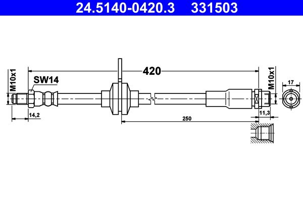 Przewód hamulcowy elastyczny ATE 24.5140-0420.3