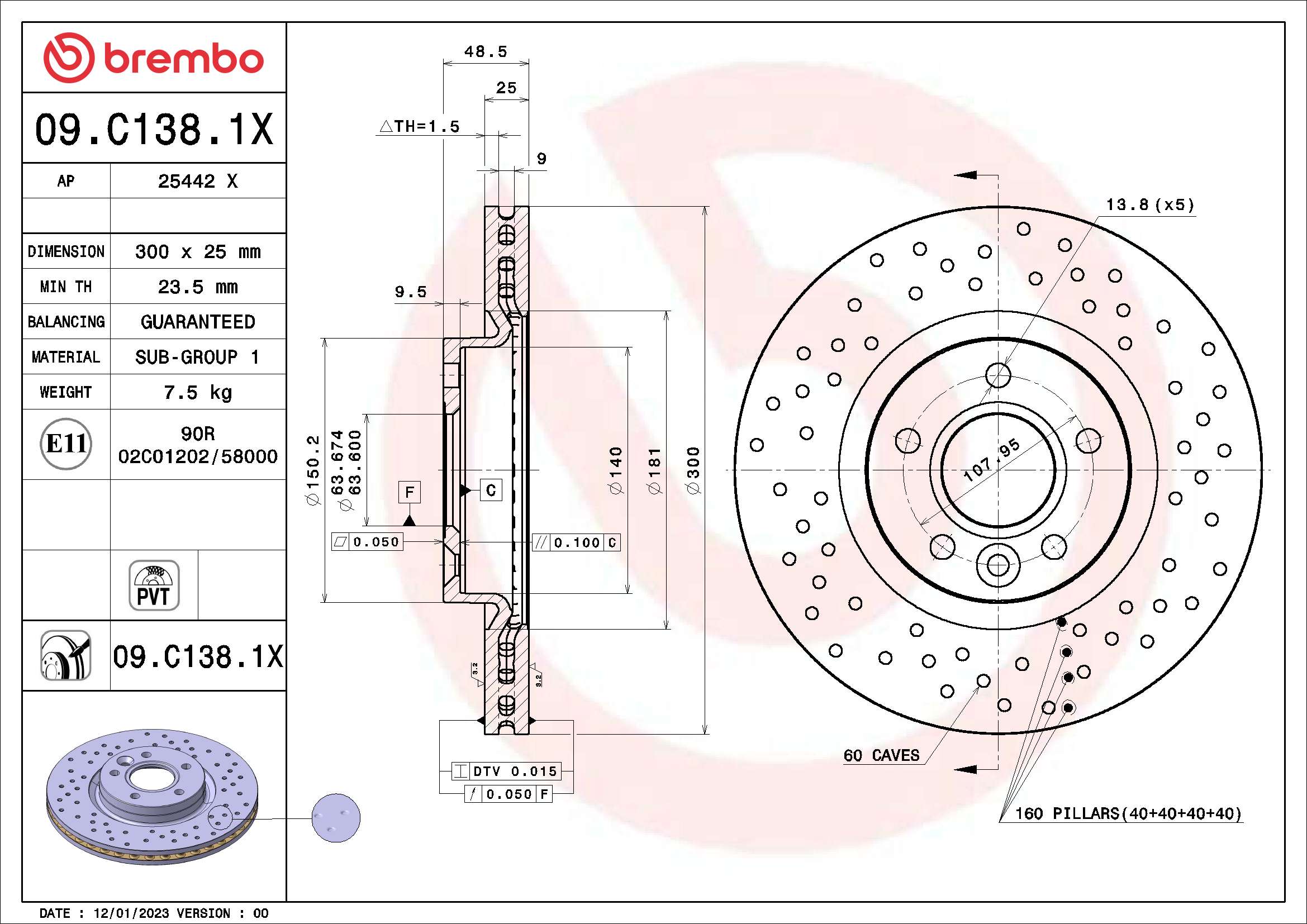 Tarcza hamulcowa BREMBO 09.C138.1X