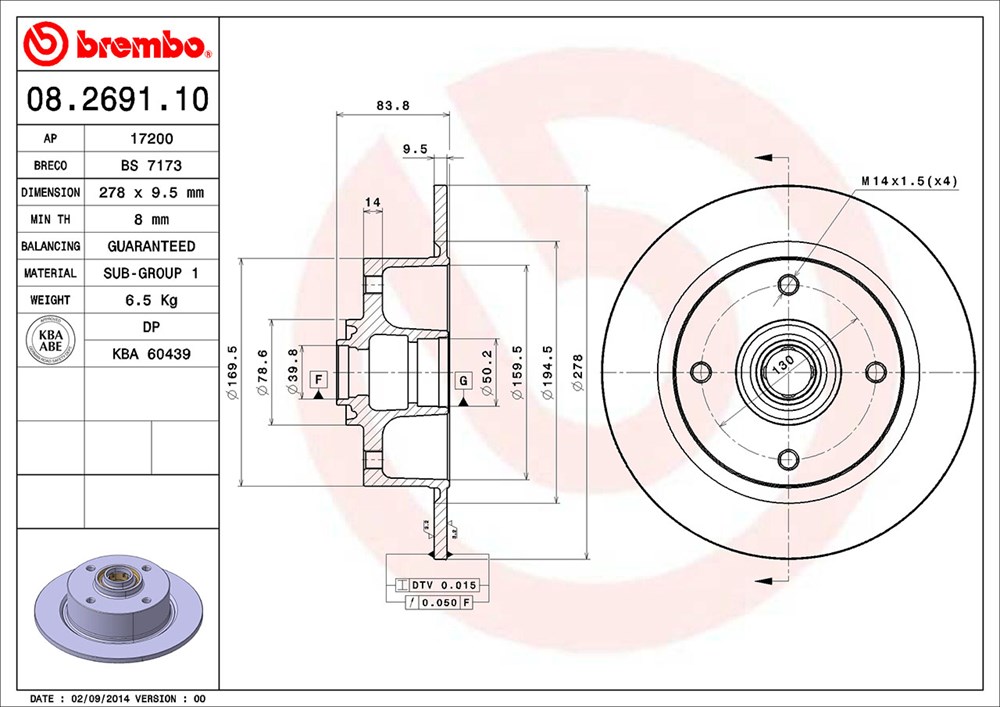 Tarcza hamulcowa BREMBO 08.2691.10