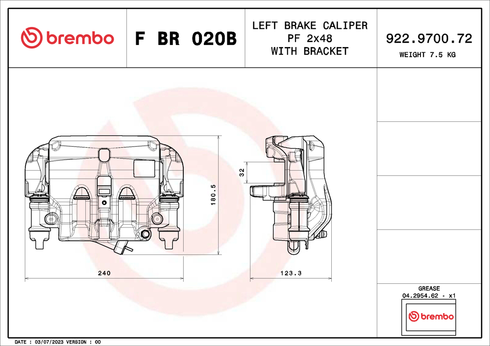 Zacisk hamulca BREMBO F BR 020B