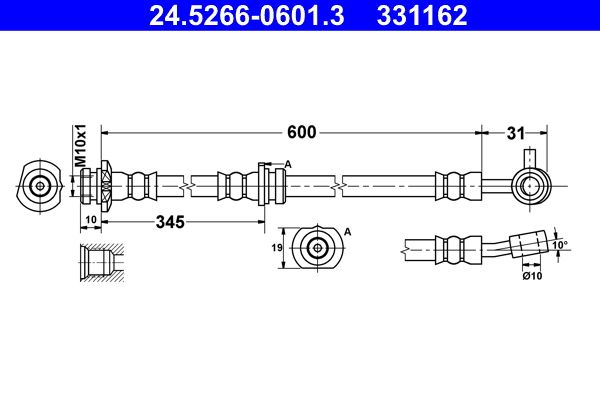 Przewód hamulcowy elastyczny ATE 24.5266-0601.3