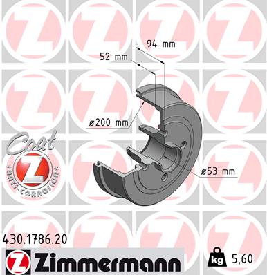 Bęben hamulcowy ZIMMERMANN 430.1786.20