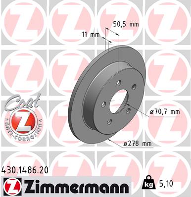 Tarcza hamulcowa ZIMMERMANN 430.1486.20