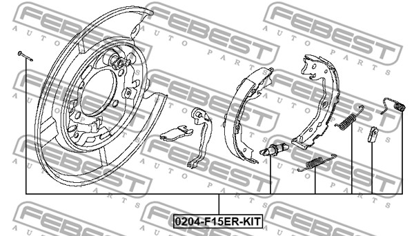 Zestaw montażowy szczęk hamulcowych FEBEST 0204-F15ER-KIT