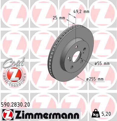 Tarcza hamulcowa ZIMMERMANN 590.2830.20