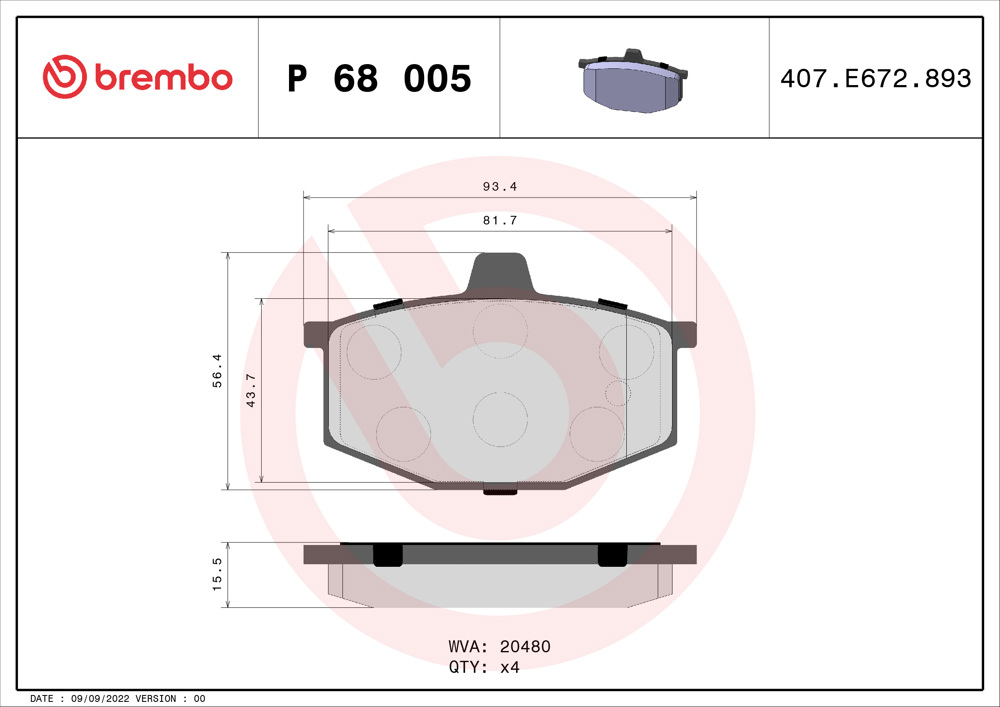 Klocki hamulcowe BREMBO P 68 005