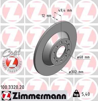 Tarcza hamulcowa ZIMMERMANN 100.3320.20