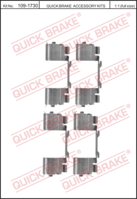 Zestaw akcesoriów montażowych  klocków hamulcowych QUICK BRAKE 109-1730