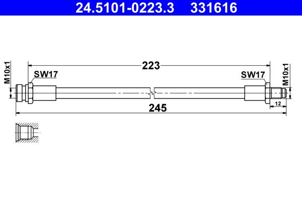 Przewód hamulcowy elastyczny ATE 24.5101-0223.3