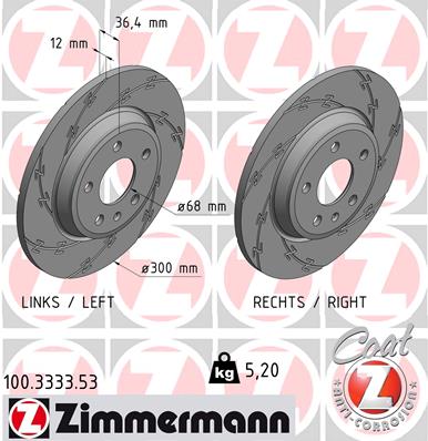 Tarcza hamulcowa ZIMMERMANN 100.3333.53