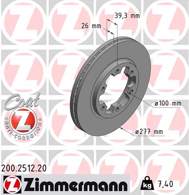 Tarcza hamulcowa ZIMMERMANN 200.2512.20