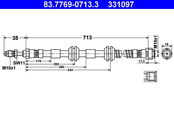 Przewód hamulcowy elastyczny ATE 83.7769-0713.3