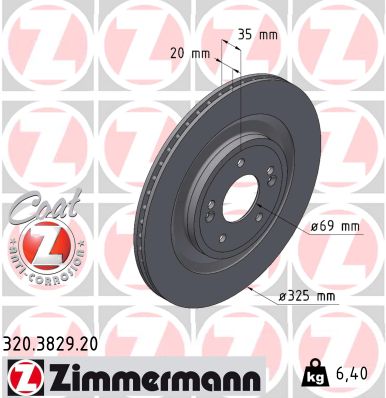 Tarcza hamulcowa ZIMMERMANN 320.3829.20