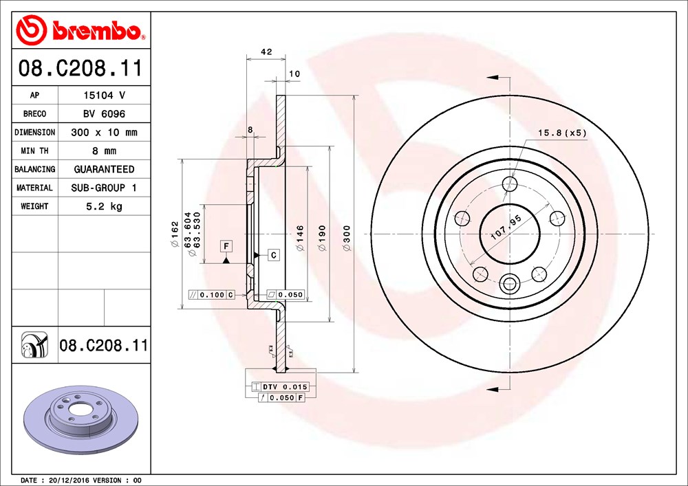 Tarcza hamulcowa BREMBO 08.C208.11