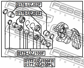 Zacisk hamulca FEBEST 0177-UZJ100FL
