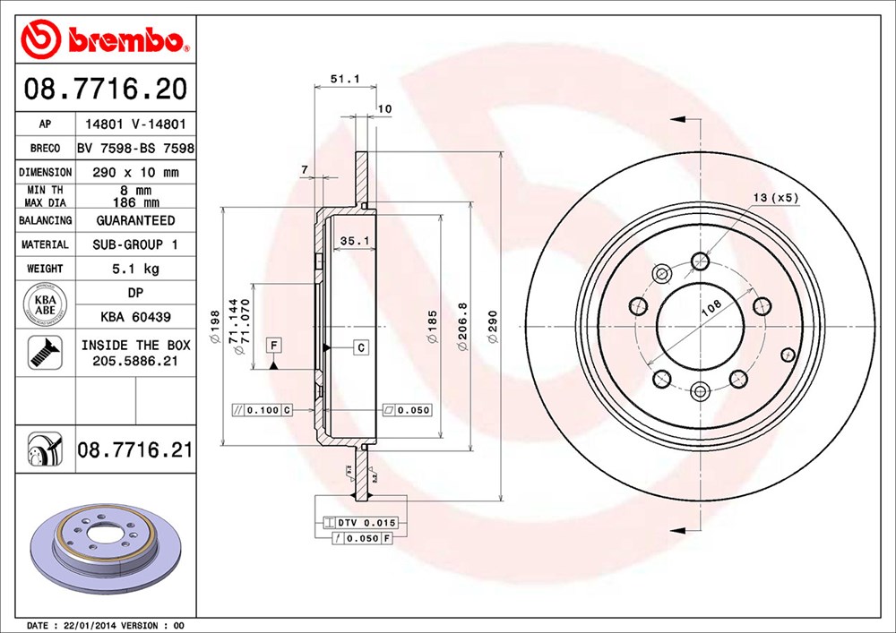 Tarcza hamulcowa BREMBO 08.7716.21