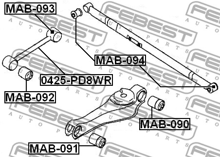 Tuleja wahacza FEBEST MAB-091