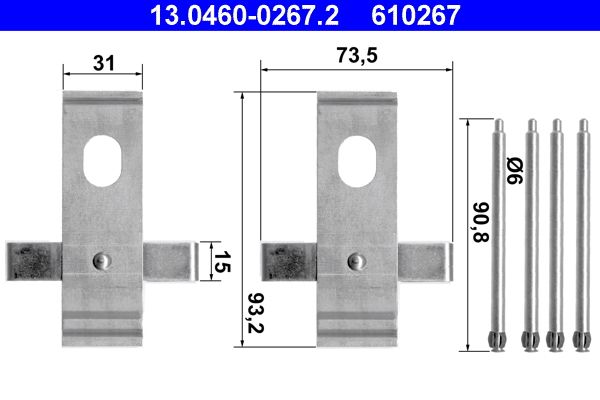 Zestaw akcesoriów montażowych  klocków hamulcowych ATE 13.0460-0267.2