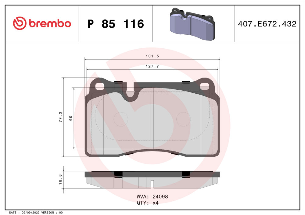 Klocki hamulcowe BREMBO P 85 116