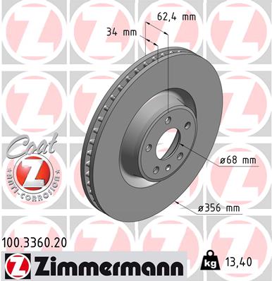 Tarcza hamulcowa ZIMMERMANN 100.3360.20