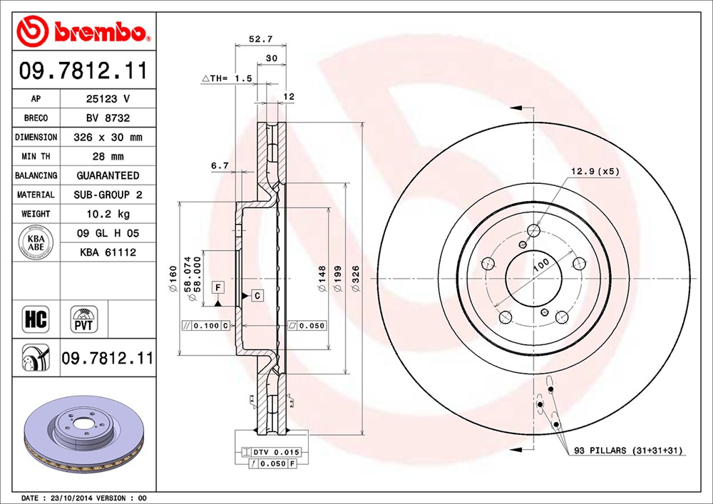 Tarcza hamulcowa BREMBO 09.7812.11