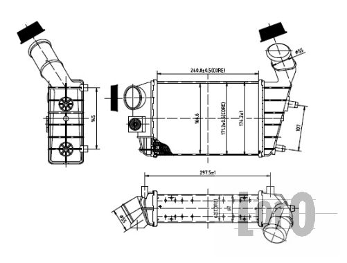 Chłodnica powietrza intercooler ABAKUS 002-018-0001