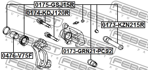 Osłona prowadnicy zacisku FEBEST 0173-GRN21-PCS2