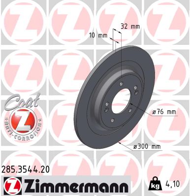 Tarcza hamulcowa ZIMMERMANN 285.3544.20