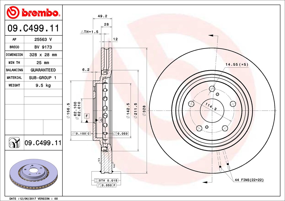 Tarcza hamulcowa BREMBO 09.C499.11