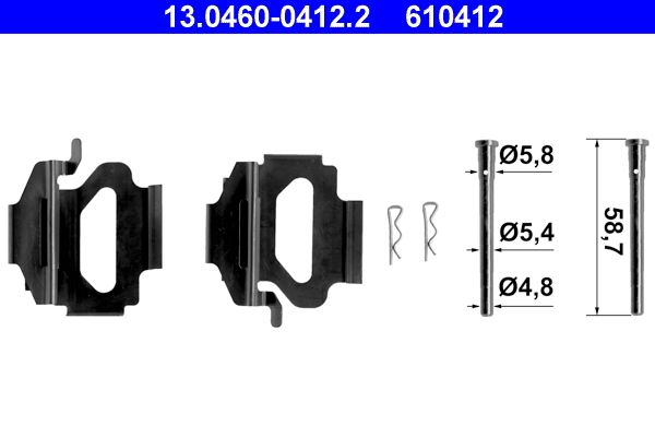 Zestaw akcesoriów montażowych  klocków hamulcowych ATE 13.0460-0412.2