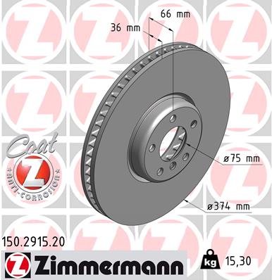 Tarcza hamulcowa ZIMMERMANN 150.2915.20