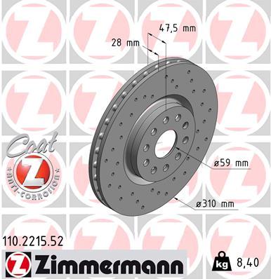 Tarcza hamulcowa ZIMMERMANN 110.2215.52