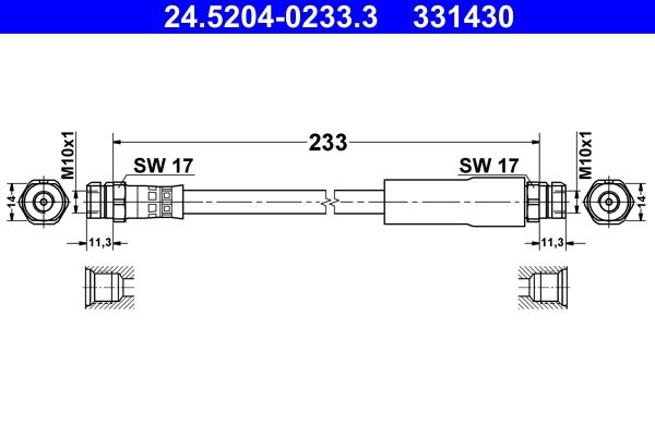 Przewód hamulcowy elastyczny ATE 24.5204-0233.3