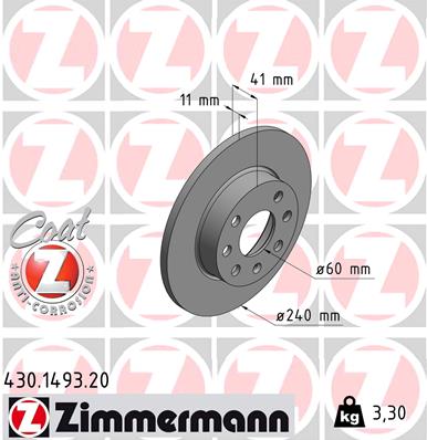 Tarcza hamulcowa ZIMMERMANN 430.1493.20