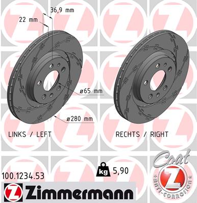 Tarcza hamulcowa ZIMMERMANN 100.1234.53