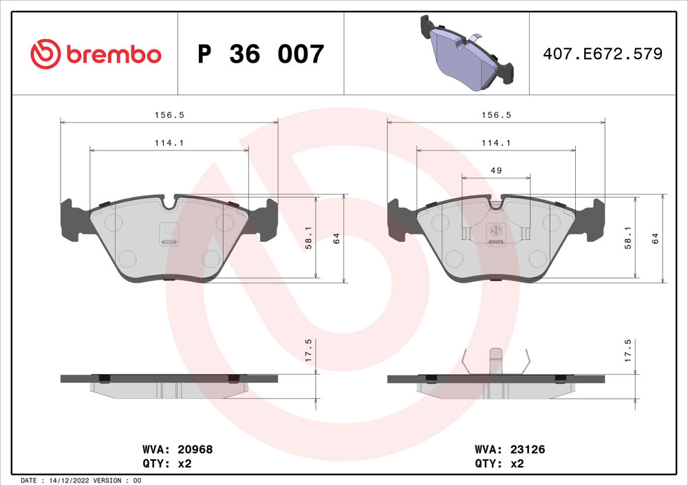 Klocki hamulcowe BREMBO P 36 007