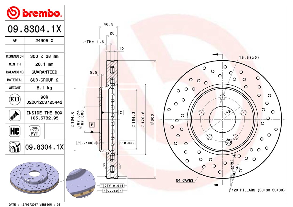Tarcza hamulcowa BREMBO 09.8304.1X