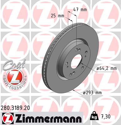 Tarcza hamulcowa ZIMMERMANN 280.3189.20