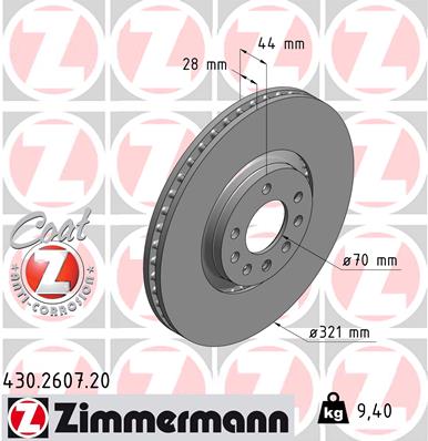 Tarcza hamulcowa ZIMMERMANN 430.2607.20