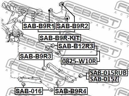 Tuleja wahacza FEBEST SAB-B9R-KIT