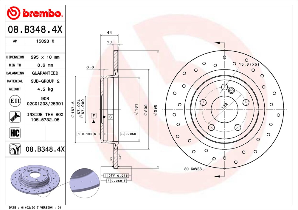 Tarcza hamulcowa BREMBO 08.B348.4X