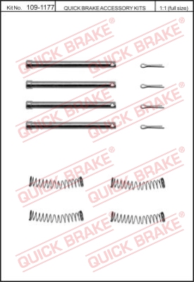 Zestaw akcesoriów montażowych  klocków hamulcowych QUICK BRAKE 109-1177