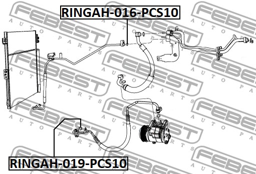 Pierścień uszczelniający, przewód klimatyzacji FEBEST RINGAH-019-PCS10