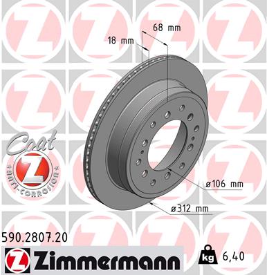 Tarcza hamulcowa ZIMMERMANN 590.2807.20